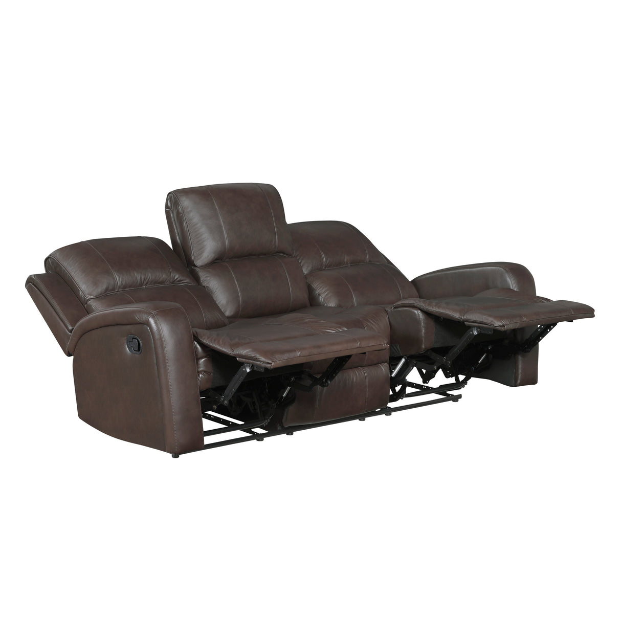 Austin Brown Genuine Leather Double Reclining Sofa by Homelegance at Eve Furniture