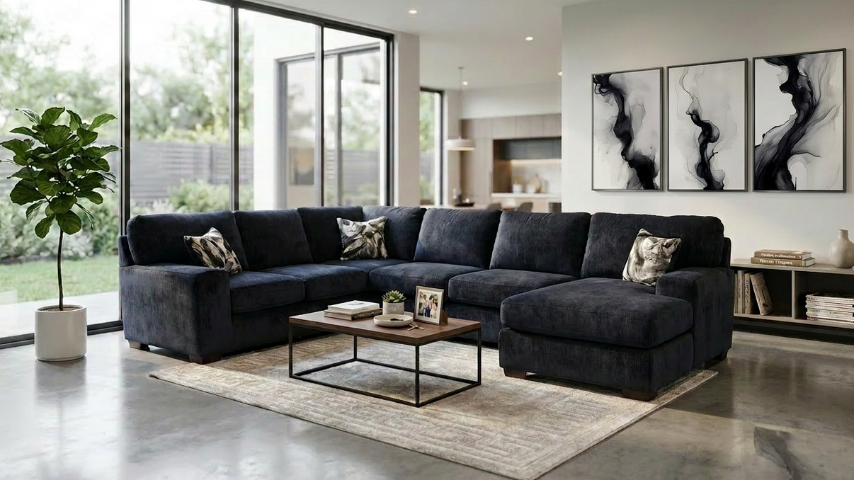 Austin Luscios Black 3-Piece (RAF) Sectional by New Era Innovations at Eve Furniture