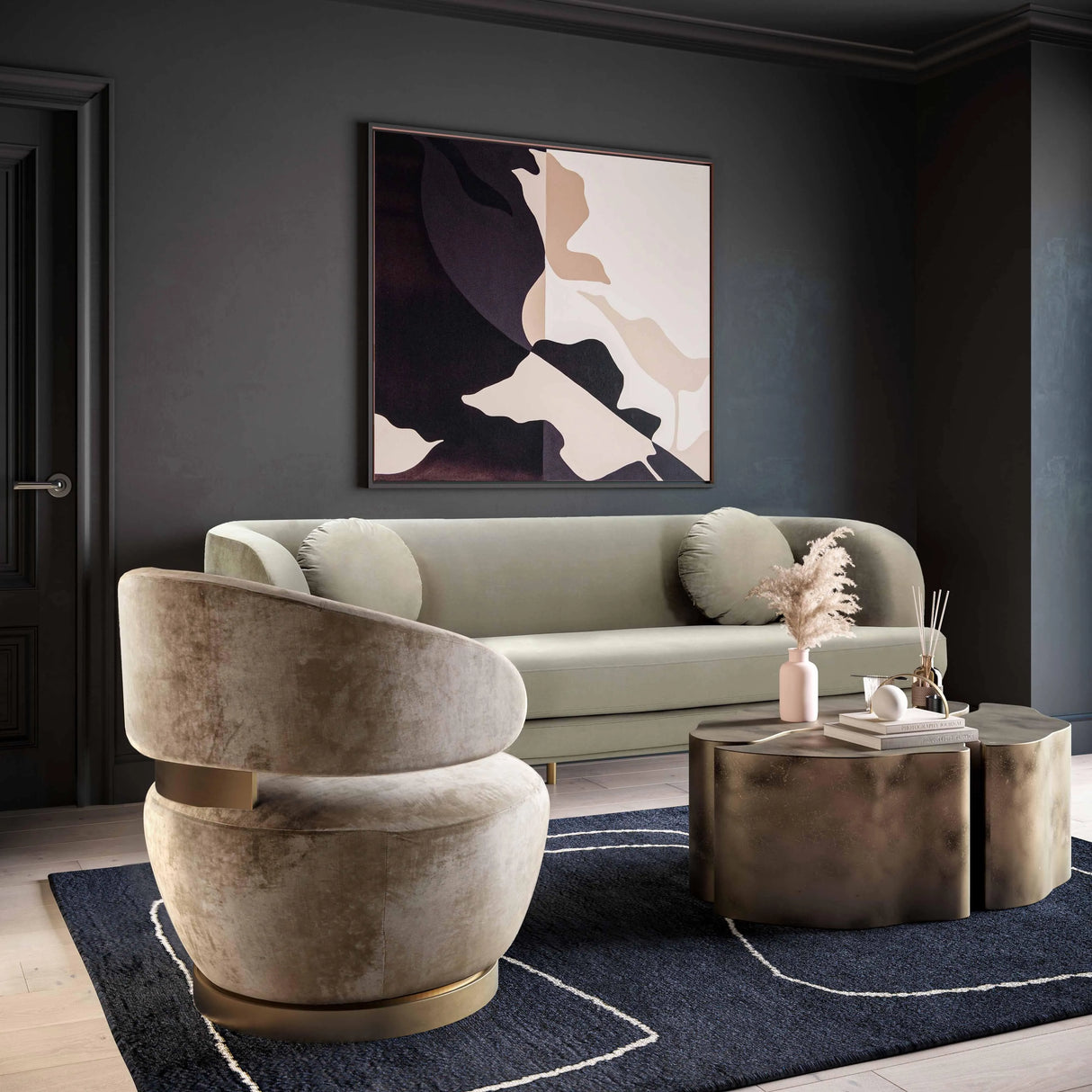 Austin Upholstered Swivel Chair by TOV Furniture at Eve Furniture