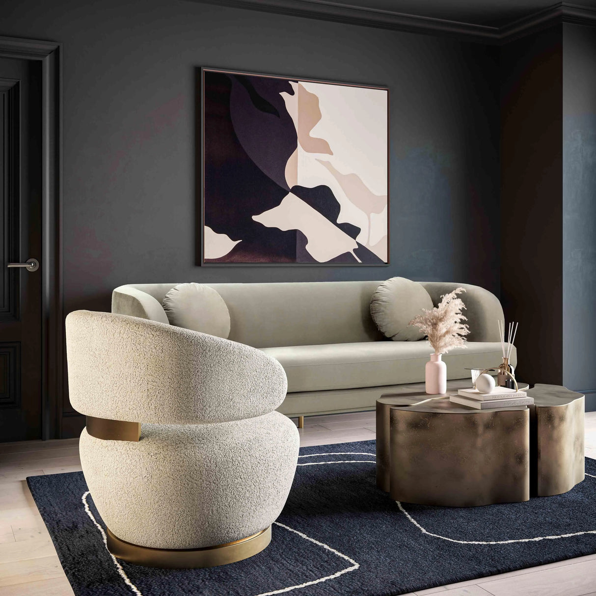 Austin Upholstered Swivel Chair by TOV Furniture at Eve Furniture