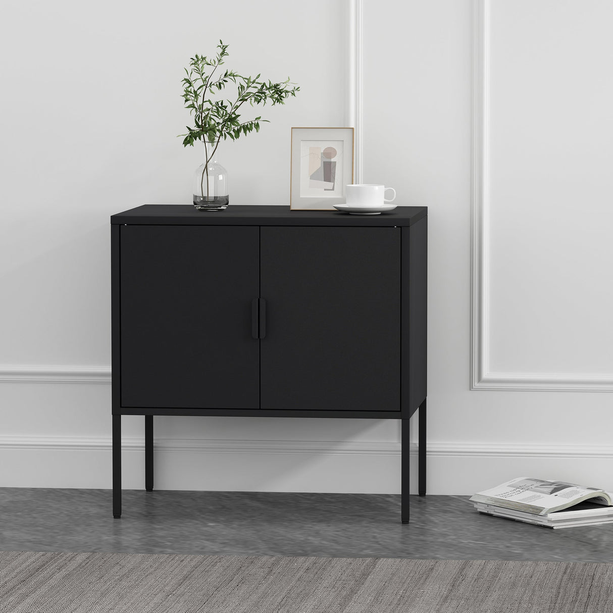 Ava 23.6" Accent Cabinet in Black by Manhattan Comfort at Eve Furniture