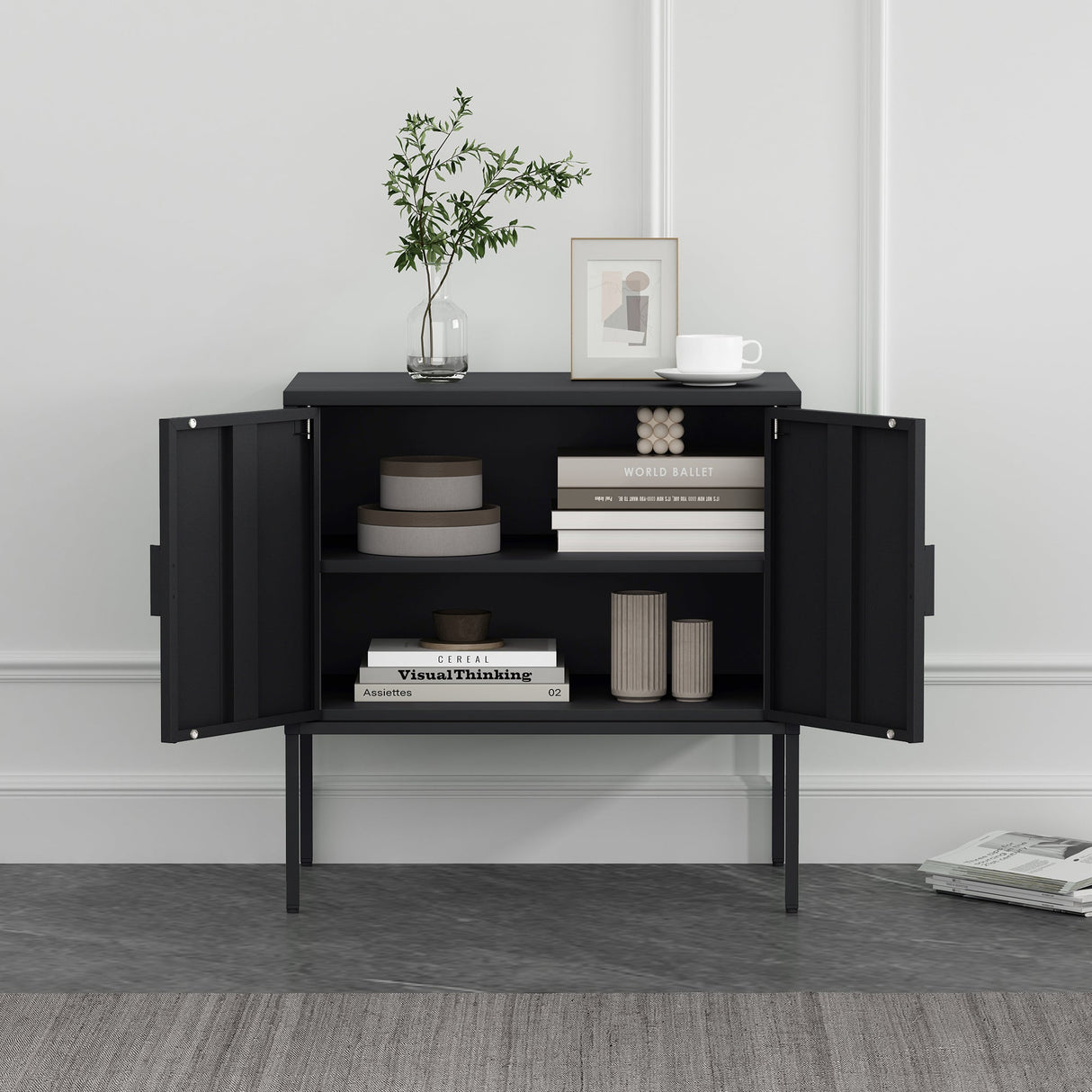 Ava 23.6" Accent Cabinet in Black by Manhattan Comfort at Eve Furniture