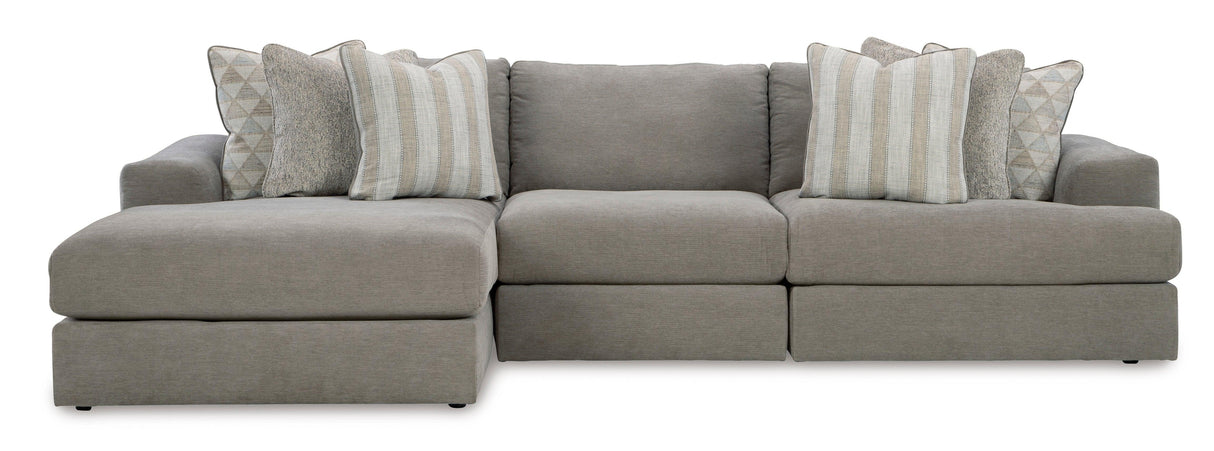 Avaliyah Ash 3-Piece Left Arm Facing (LAF) Chaise Sectional by Ashley at Eve Furniture