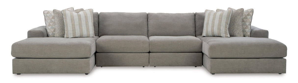 Avaliyah Ash 4-Piece Double Chaise Sectional by Ashley at Eve Furniture