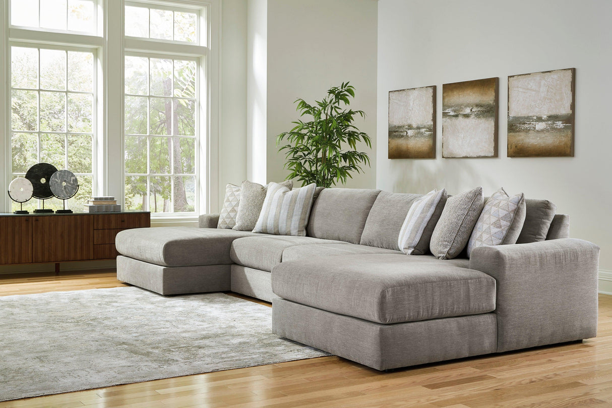 Avaliyah Ash 4-Piece Double Chaise Sectional by Ashley at Eve Furniture
