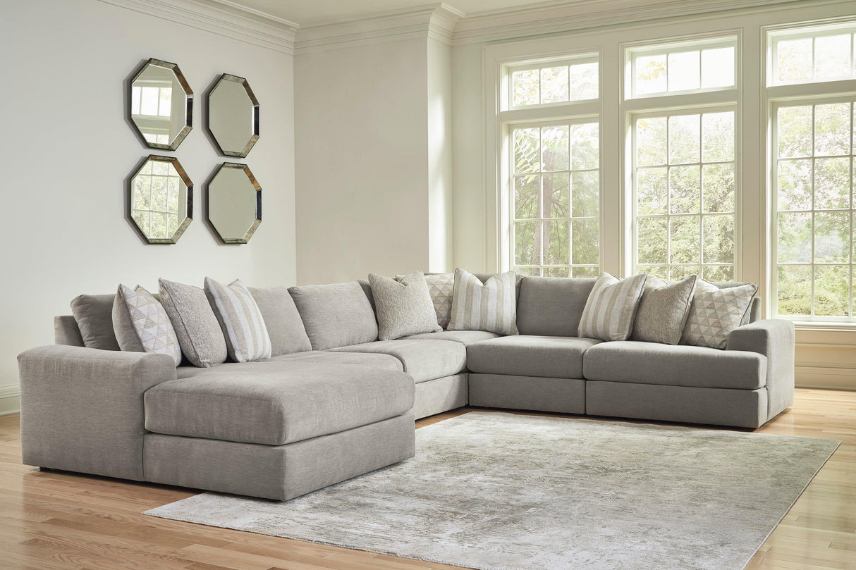 Avaliyah Ash 6-Piece Left Arm Facing (LAF) Chaise Sectional by Ashley at Eve Furniture