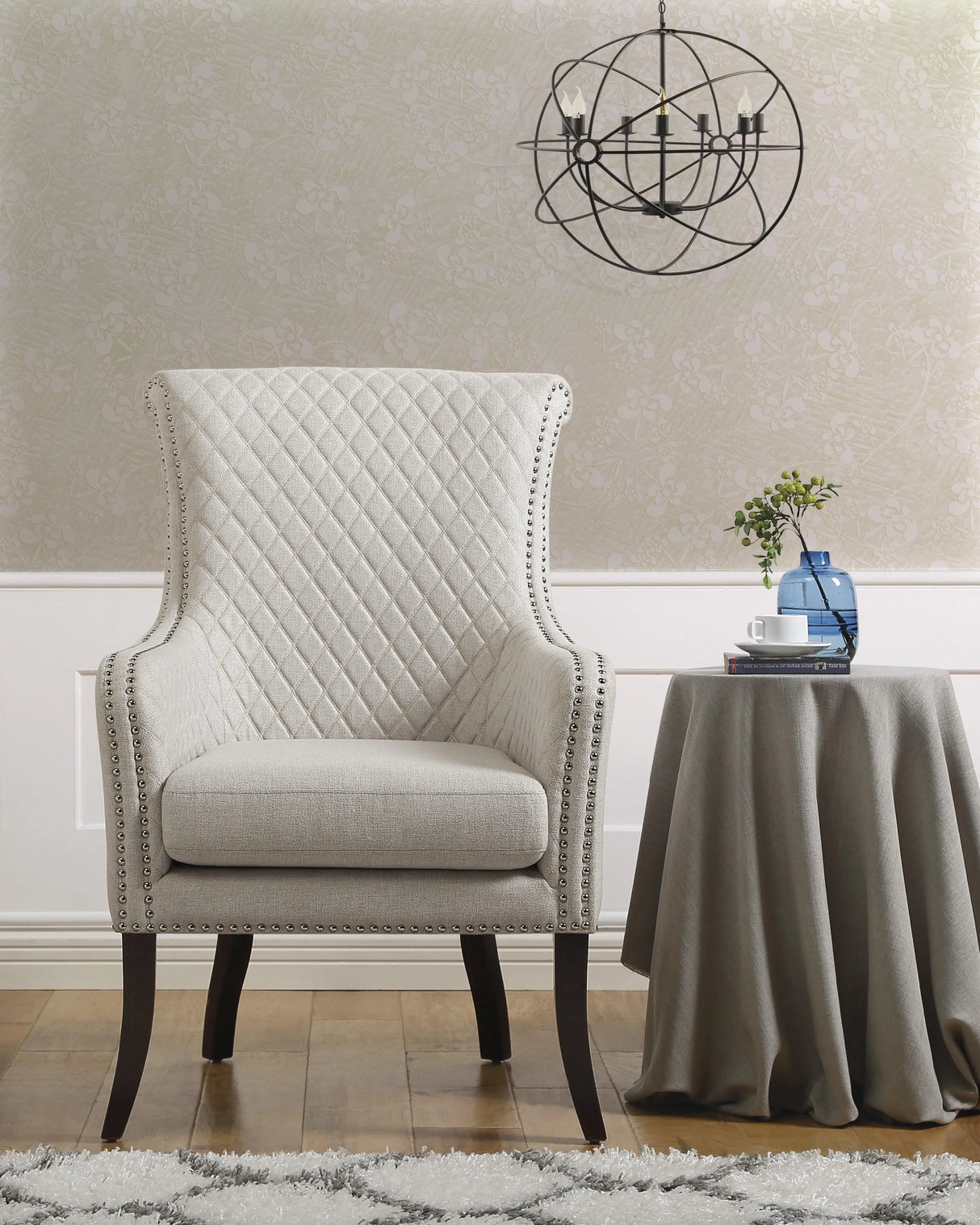 Avalon Beige Quilted Accent Chair by Homelegance at Eve Furniture