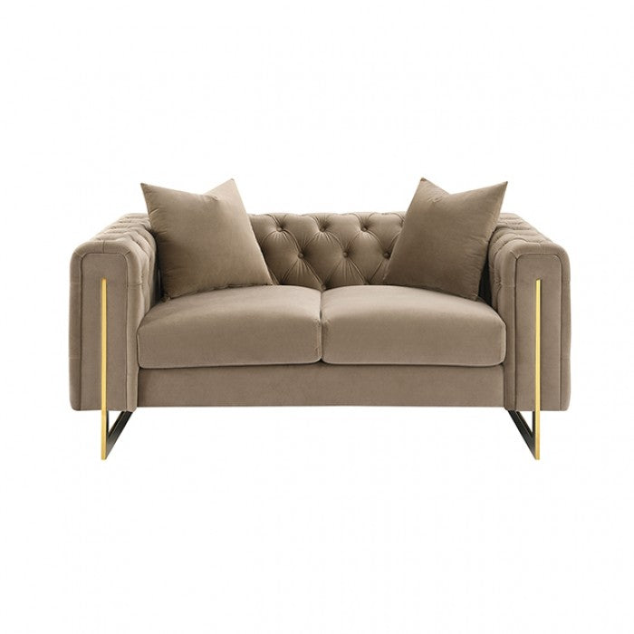 Avara Warm Mink Brown Loveseat by Furniture of America at Eve Furniture