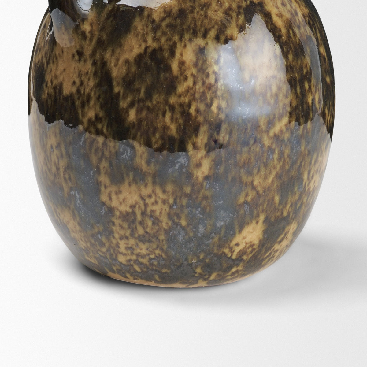 Aven Mottled Brown Glazed Ceramic Tall Neck Decorative Vase w/ Handles by Mercana at Eve Furniture