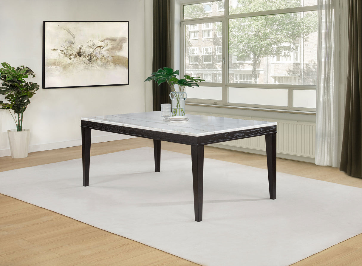 Averill Coffee Bean 72-inch Rectangular White Marble Top Dining Table by Coaster at Eve Furniture