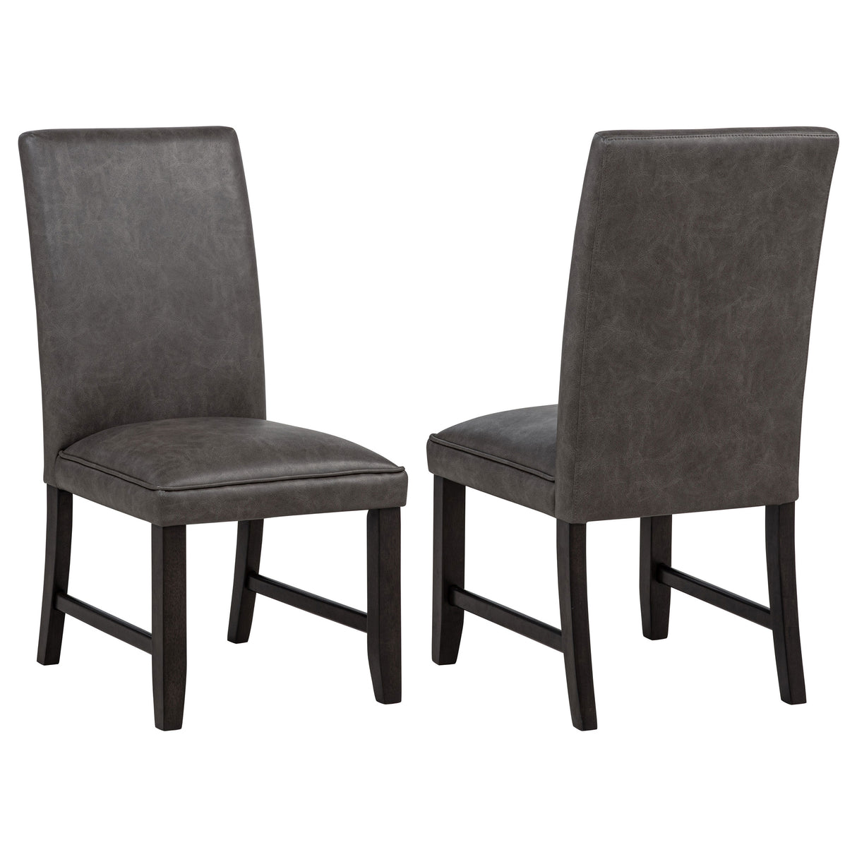 Averill Dark Grey Faux Leather Upholstered Dining Side Chair (Set of 2) by Coaster at Eve Furniture