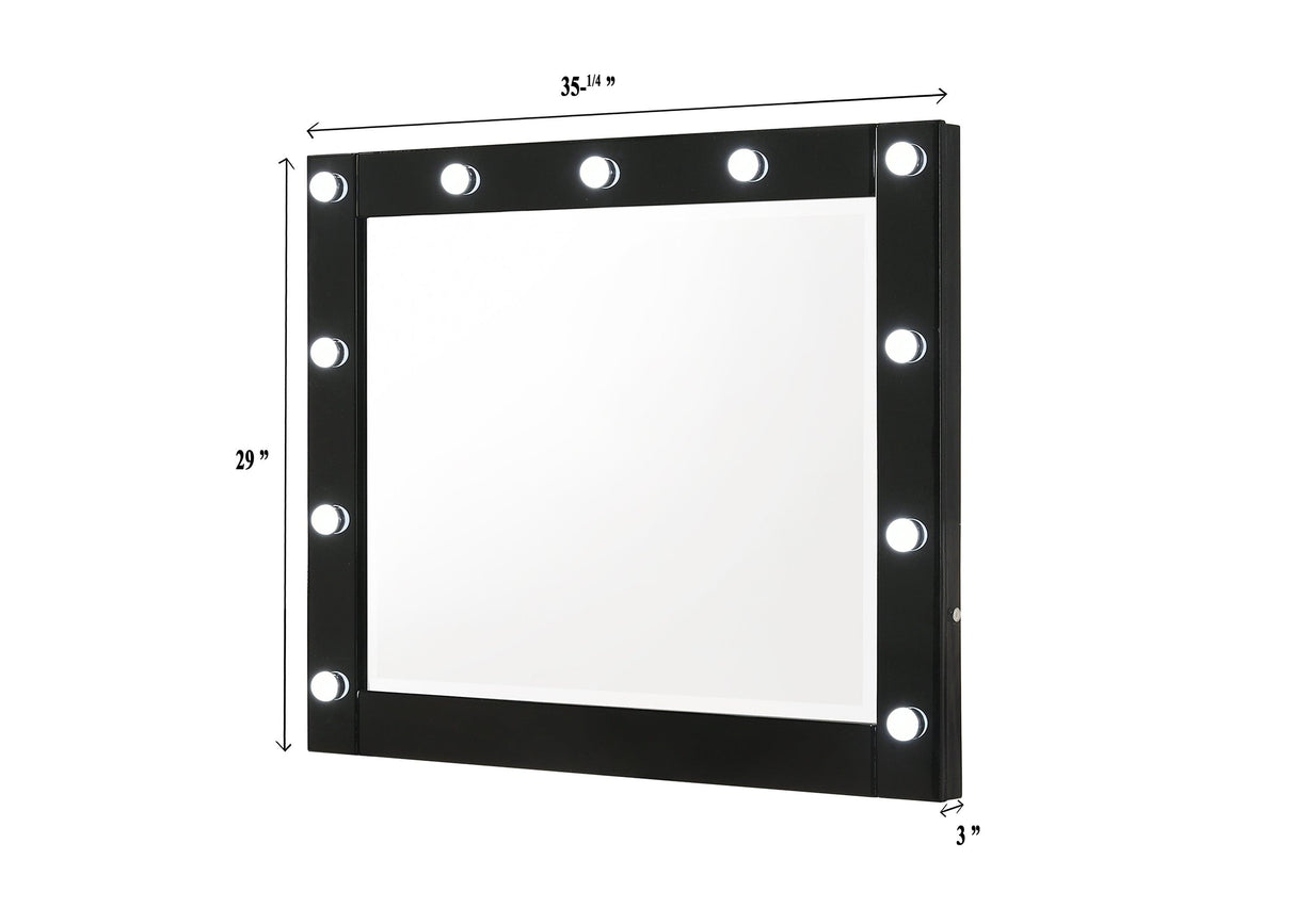 Avery Black Makeup Vanity Set with Lighted Mirror by Crown Mark at Eve Furniture