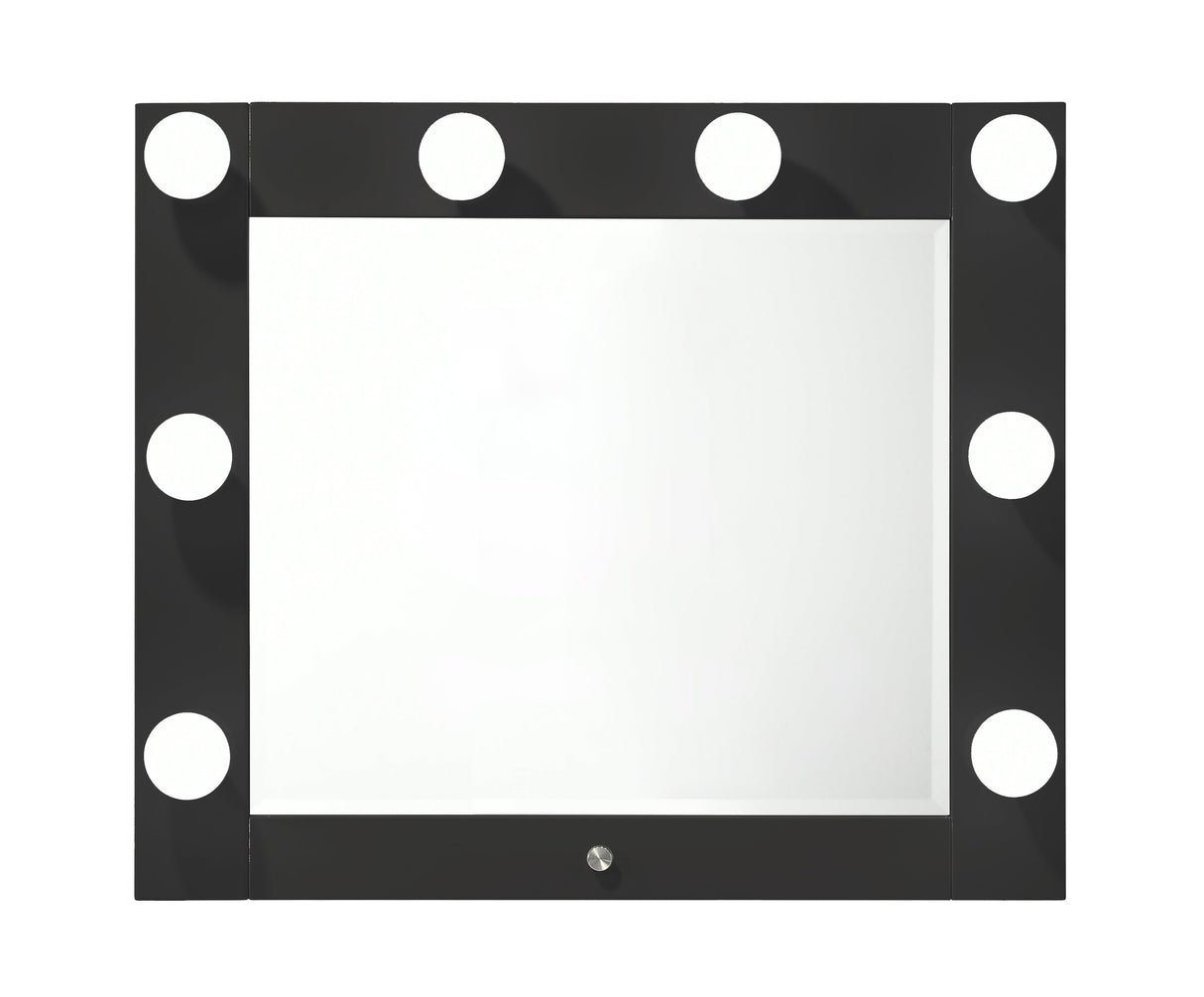 Avery Black Vanity Set w/LED Mirror & Stool
