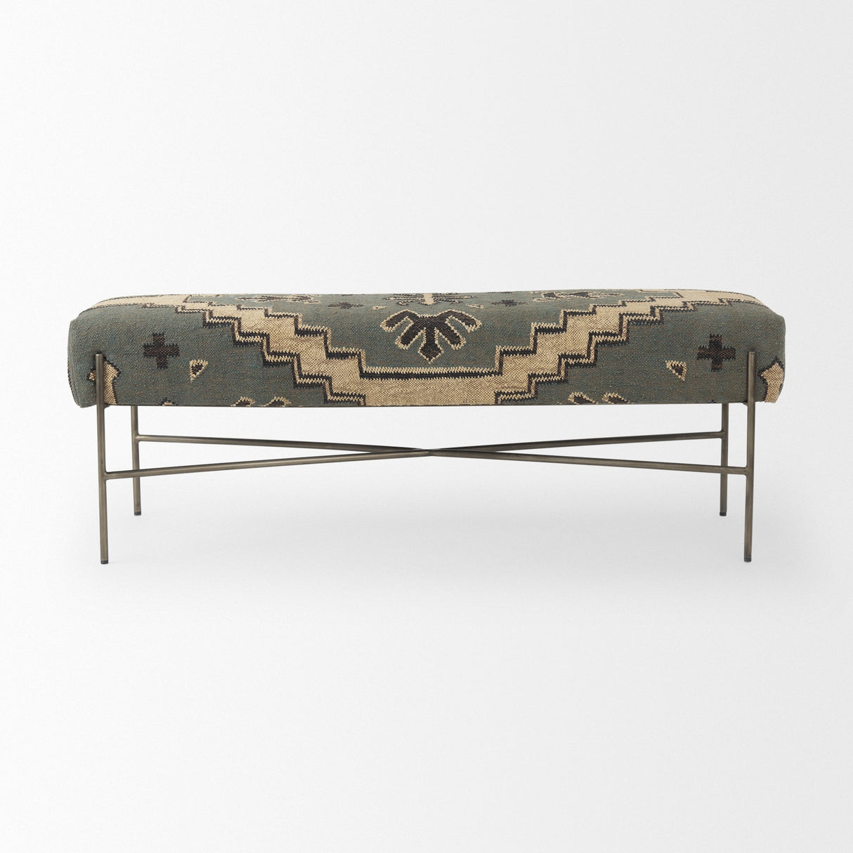 Avery I Multi Colored Upholstered Patterned Seat Accent Bench by Mercana at Eve Furniture