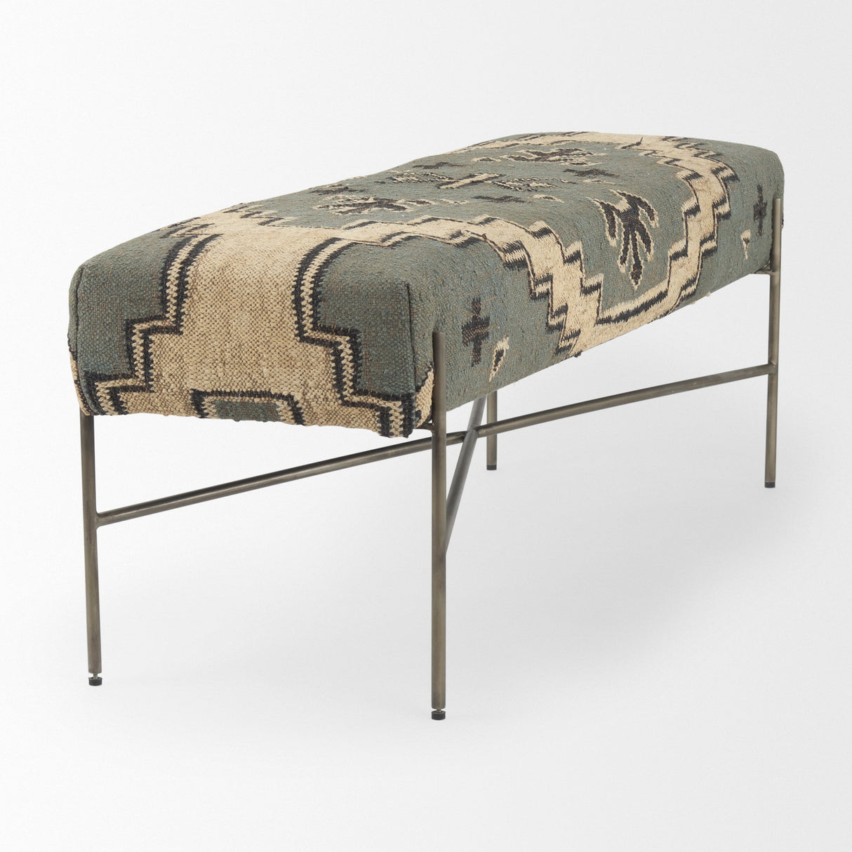 Avery I Multi Colored Upholstered Patterned Seat Accent Bench by Mercana at Eve Furniture