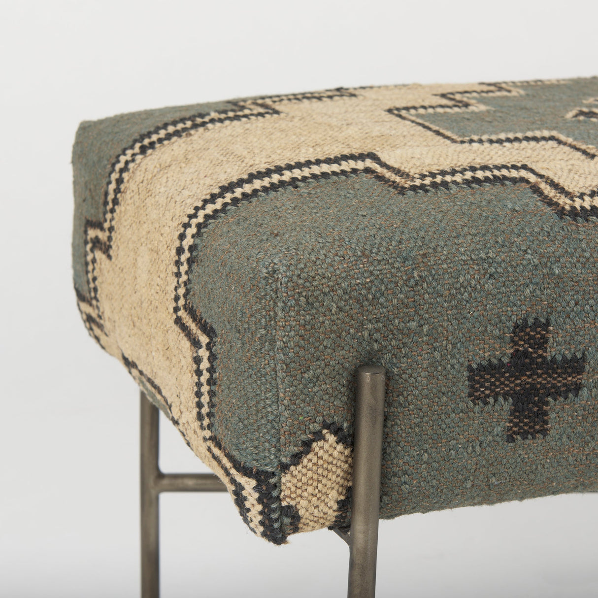 Avery I Multi Colored Upholstered Patterned Seat Accent Bench by Mercana at Eve Furniture