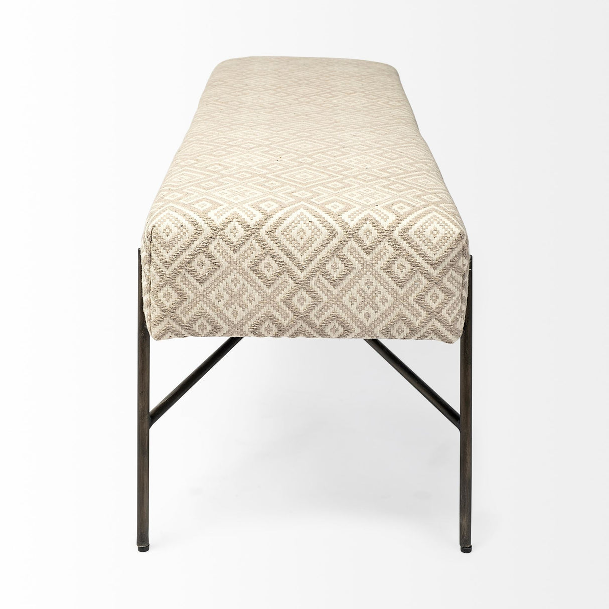 Avery II Off White Upholstered Seat With Metal Base Accent Bench by Mercana at Eve Furniture