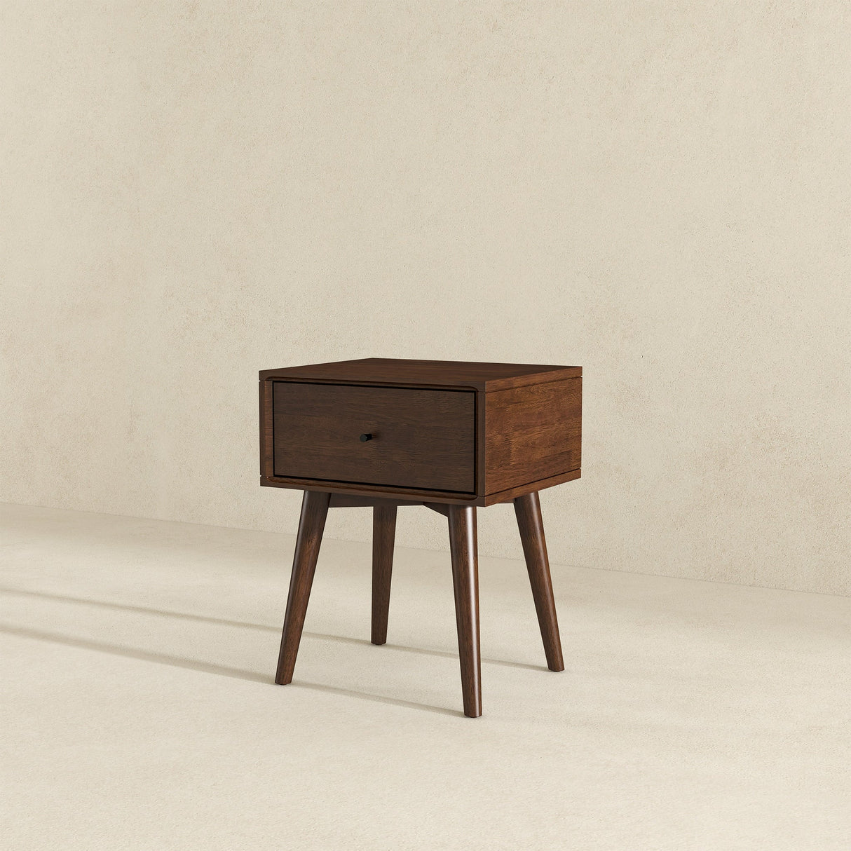 Avery Solid Wood Walnut Night Stand with Single Drawer by Ashcroft Furniture at Eve Furniture