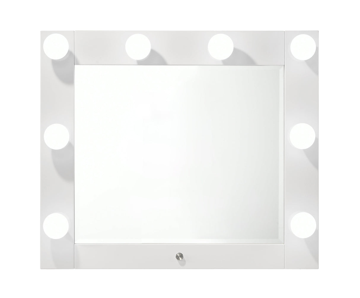 Avery White Vanity Set w/LED Mirror & Stool