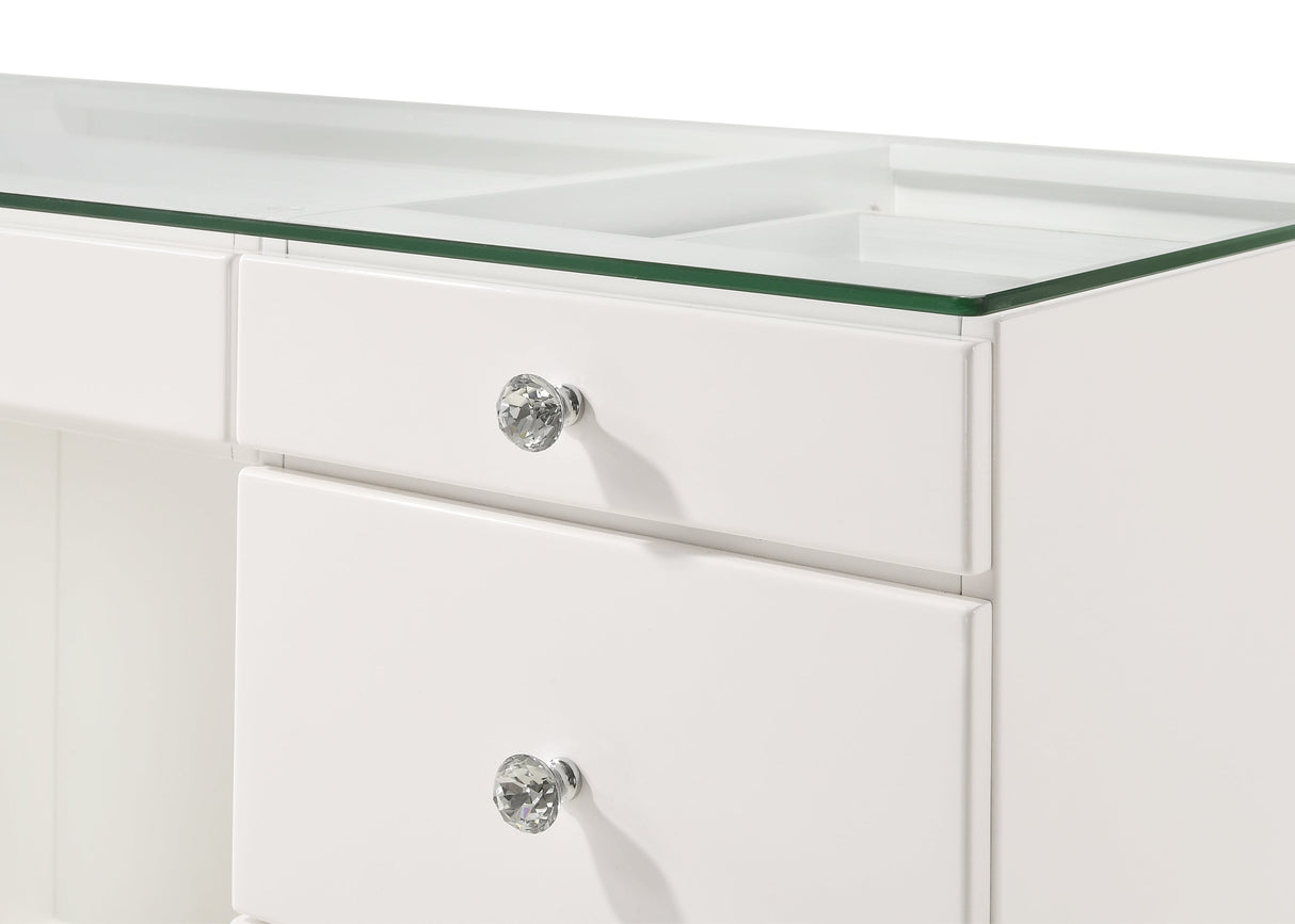 Avery White Vanity Set w/LED Mirror & Stool