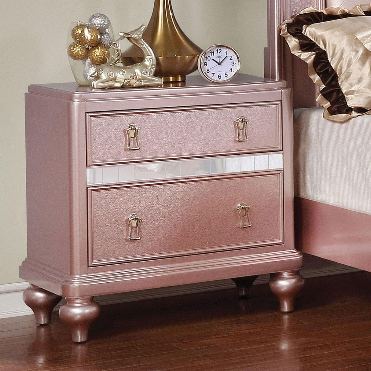 Avior Rose Gold Night Stand by Furniture of America at Eve Furniture