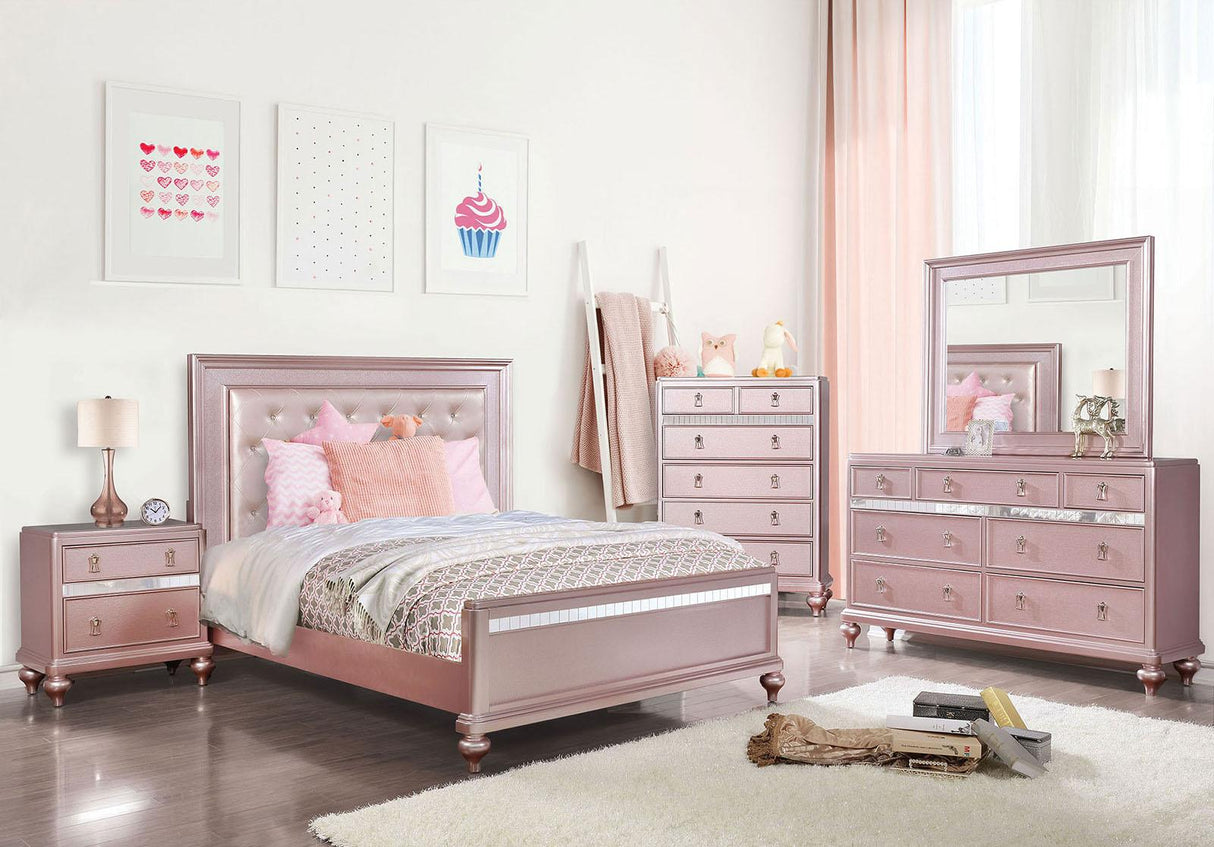 Avior Rose Gold Twin Bed by Furniture of America at Eve Furniture
