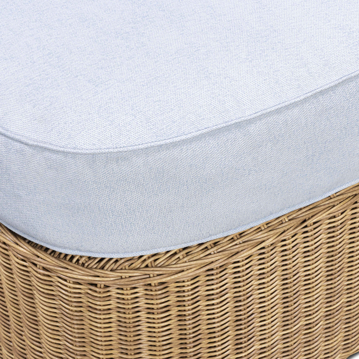 Axel Blue Boucle Outdoor Ottoman by TOV Furniture at Eve Furniture