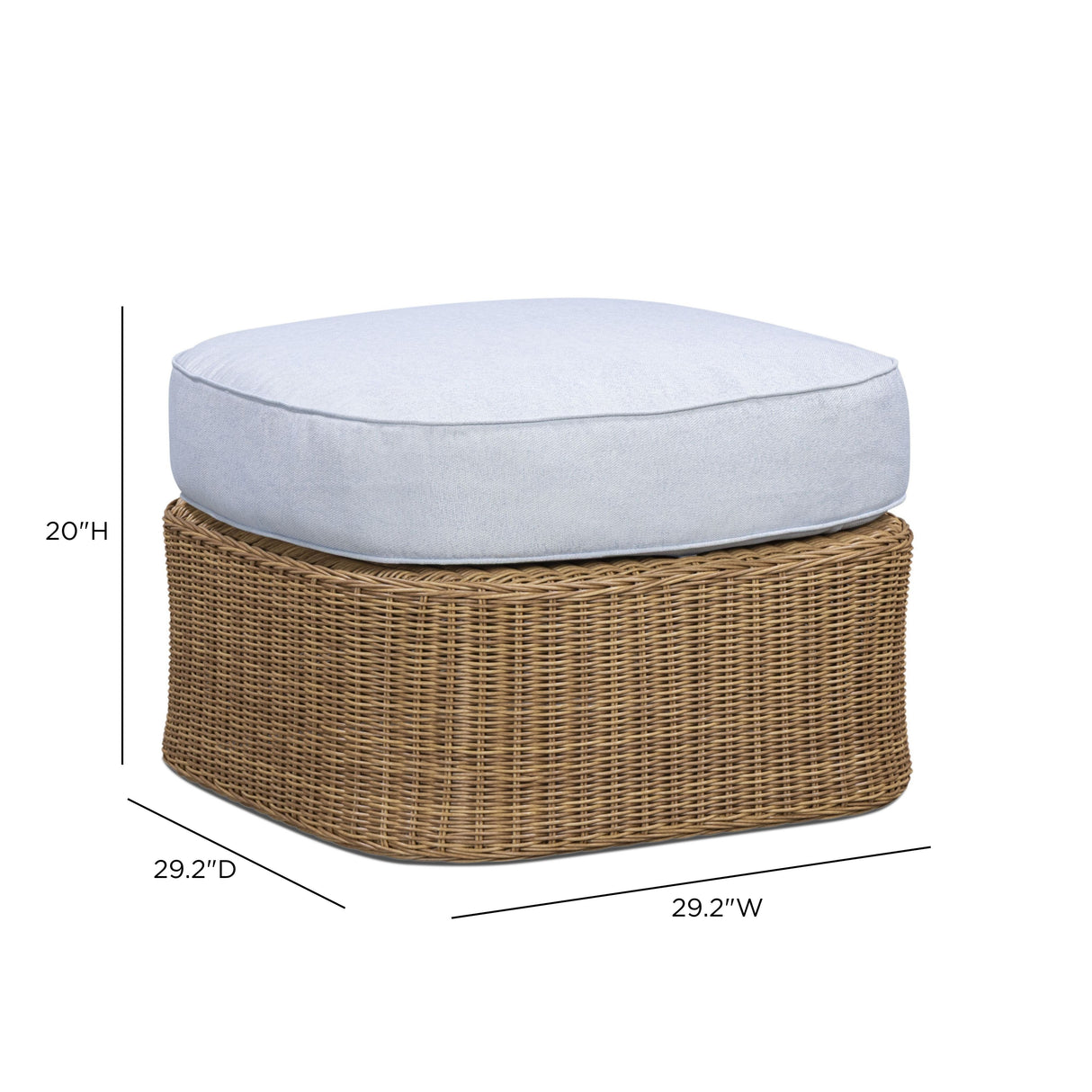 Axel Blue Boucle Outdoor Ottoman by TOV Furniture at Eve Furniture