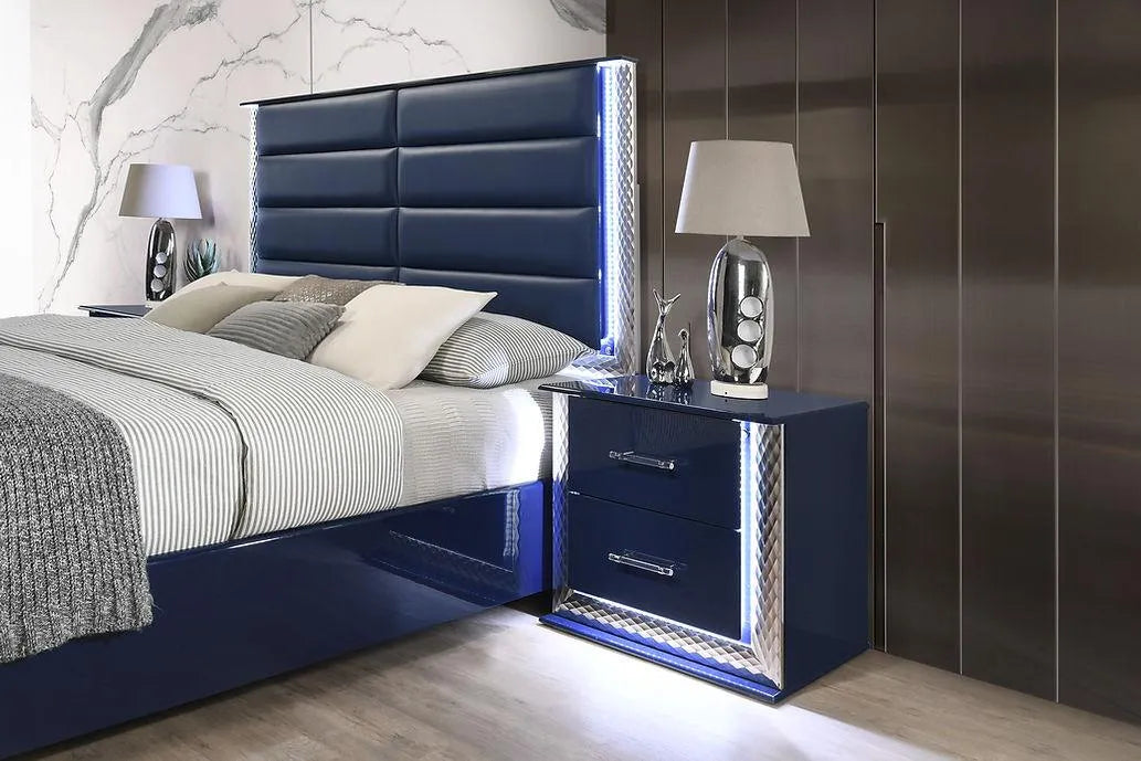 Aya Led Dark Navy Platform Bedroom Set by New Era Innovations at Eve Furniture