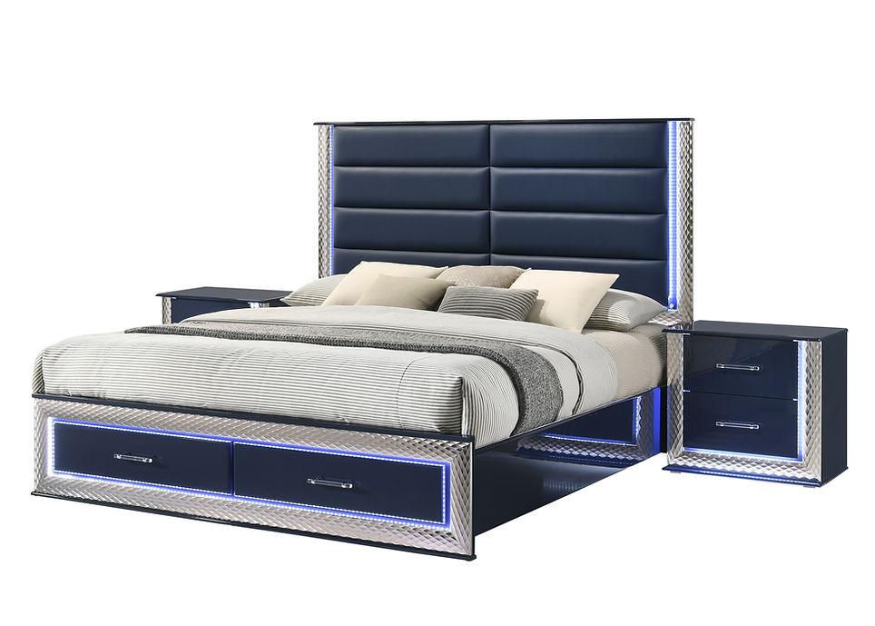 Aya Led Dark Navy Platform Bedroom Set by New Era Innovations at Eve Furniture