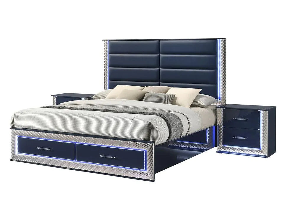 Aya Led Dark Navy Platform Bedroom Set by New Era Innovations at Eve Furniture