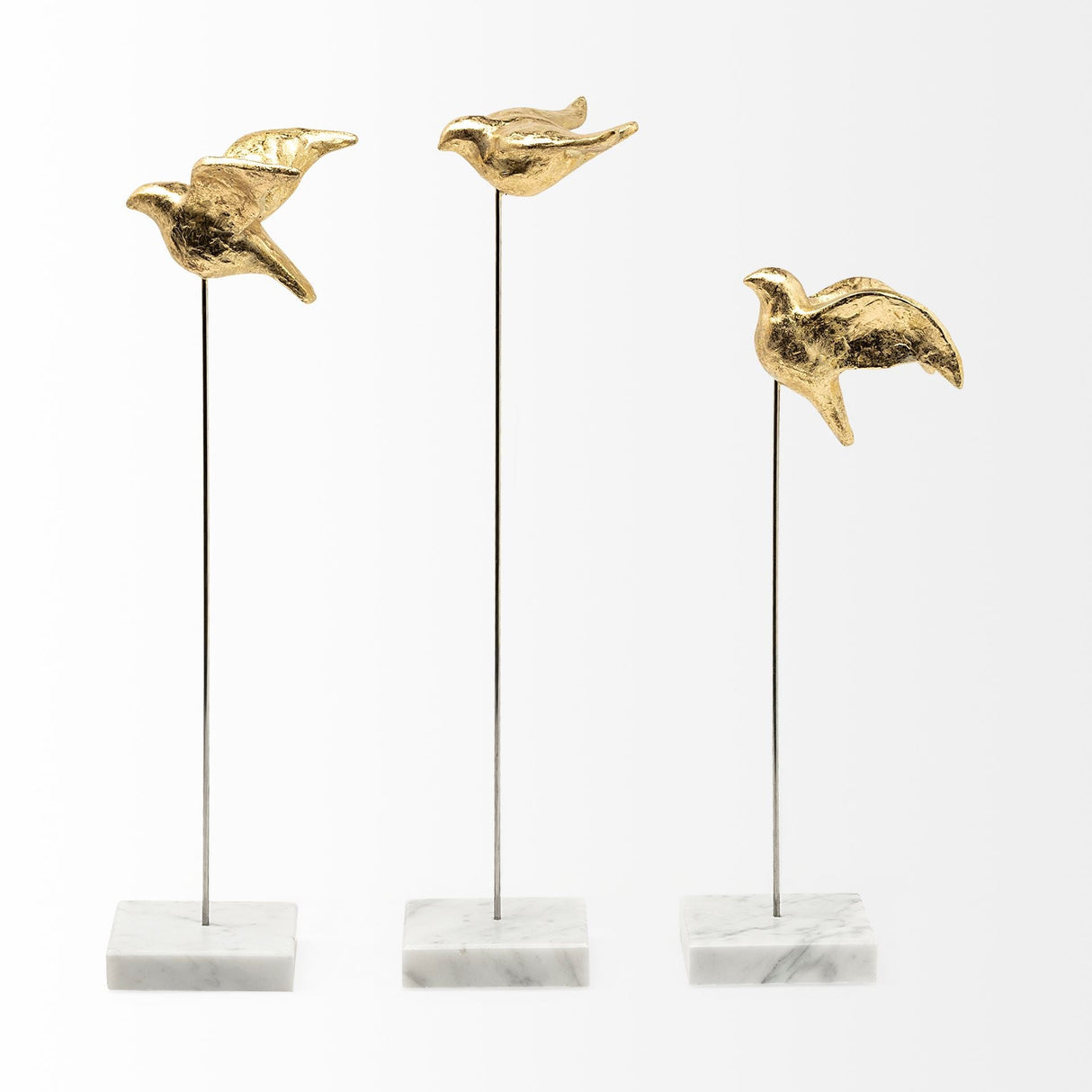 Aya Set of 3 Gold Metal Decorative Birds by Mercana at Eve Furniture