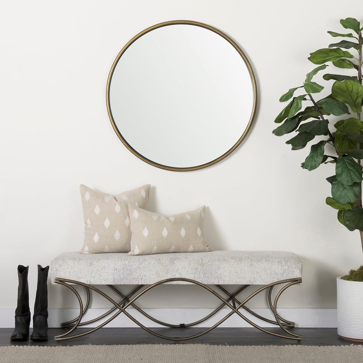 Ayla 55L x 17.6W x 18H Dark Gray Fabric Seat W/ Dark Nickel Metal Frame Bench by Mercana at Eve Furniture