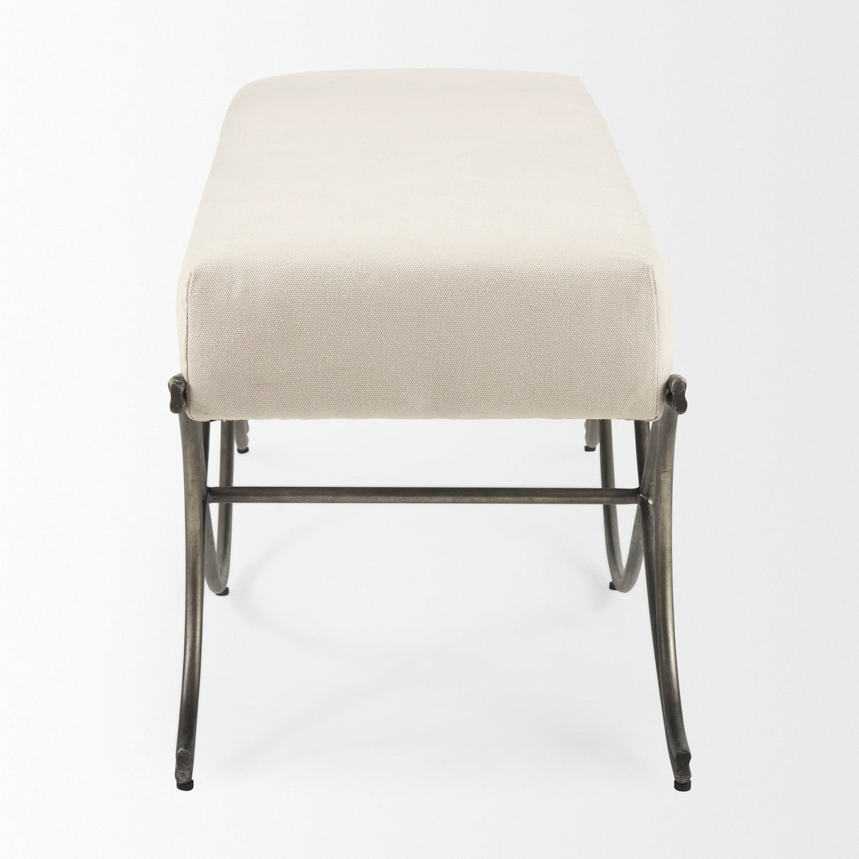 Ayla Cream Fabric Seat W/ Antique Nickel Frame Bench by Mercana at Eve Furniture