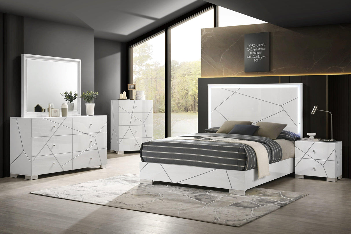 Ayla White King Panel Bed by Crown Mark at Eve Furniture