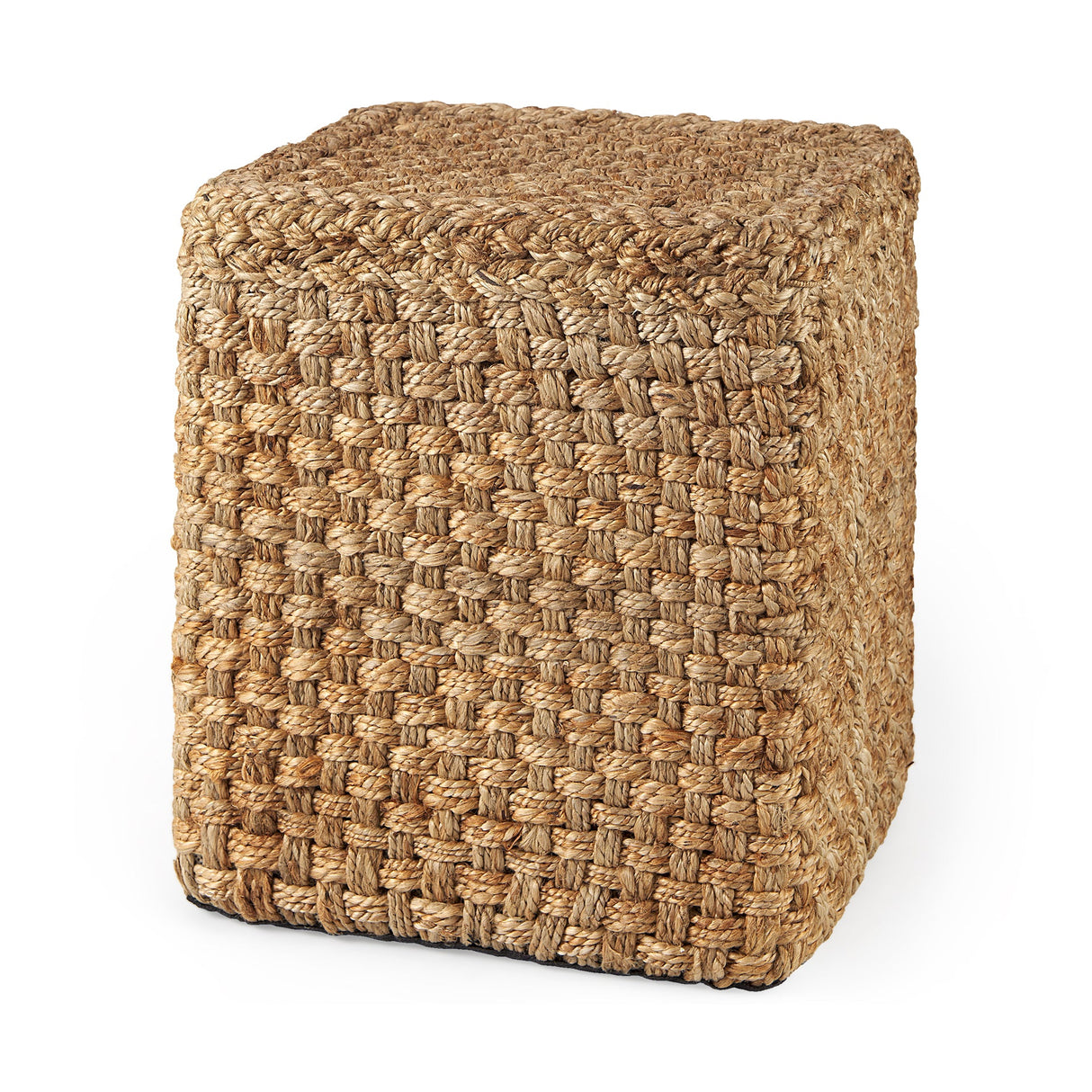 Aylin Square Brown Jute Pouf by Mercana at Eve Furniture