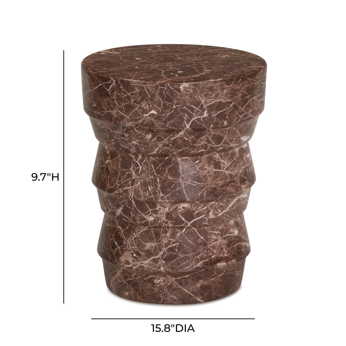 Ayon Faux Red Levanto Marble Indoor/Outdoor Concrete Side Table by TOV Furniture at Eve Furniture