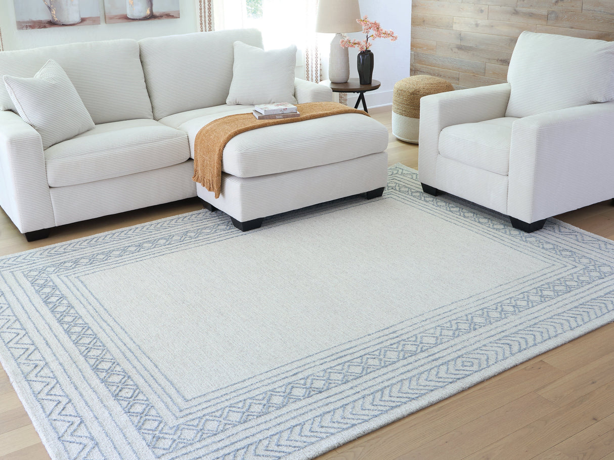 Azelhurst Blue/Ivory/Gray Large Rug by Ashley at Eve Furniture