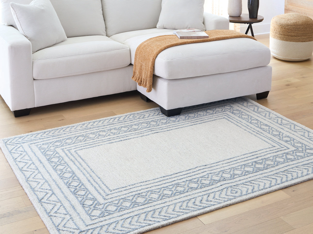 Azelhurst Blue/Ivory/Gray Medium Rug by Ashley at Eve Furniture