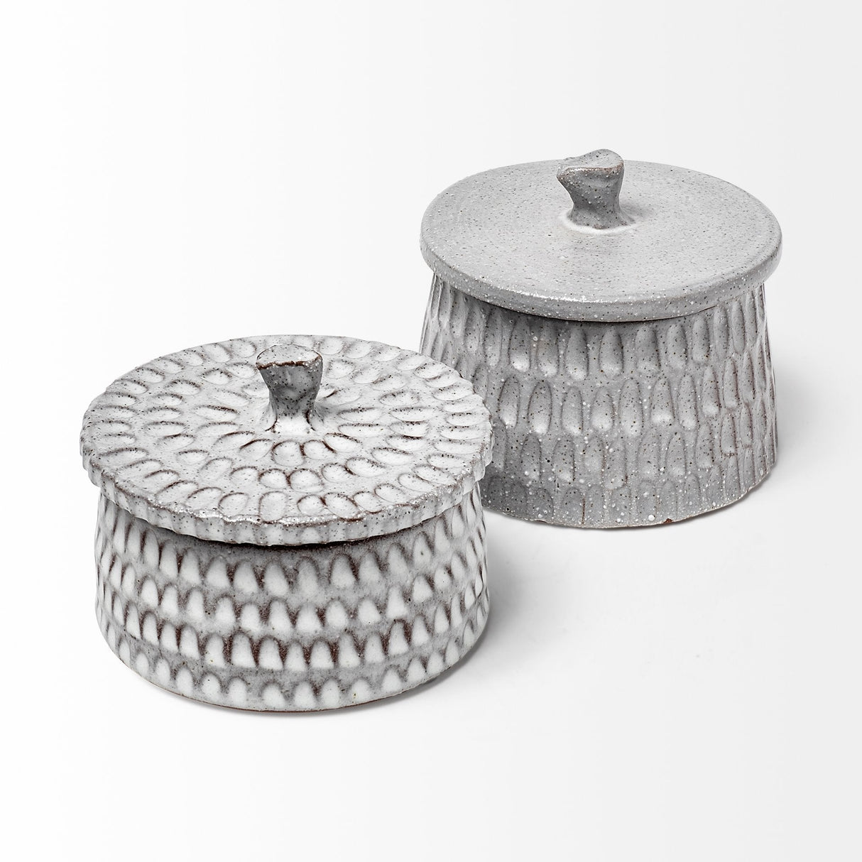 Azul (Large) Gray Ceramic Detailed Decorative Box by Mercana at Eve Furniture