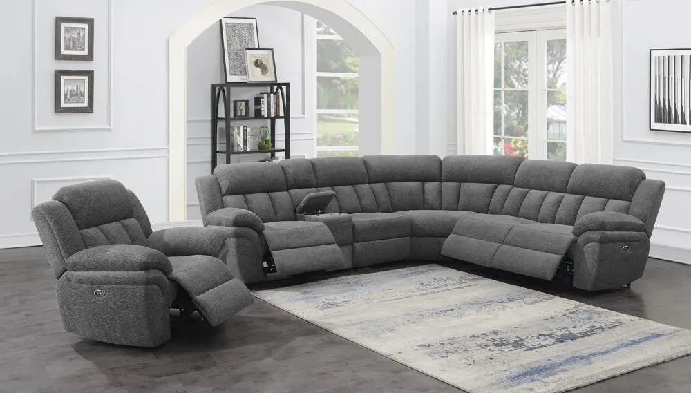 Bahrain Charcoal Upholstered Power Glider Recliner by Coaster at Eve Furniture