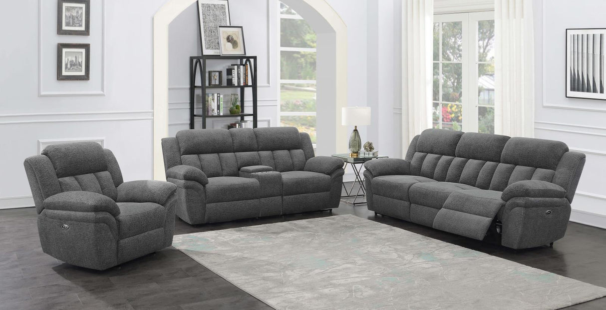 Bahrain Upholstered Motion Sofa Charcoal by Coaster at Eve Furniture