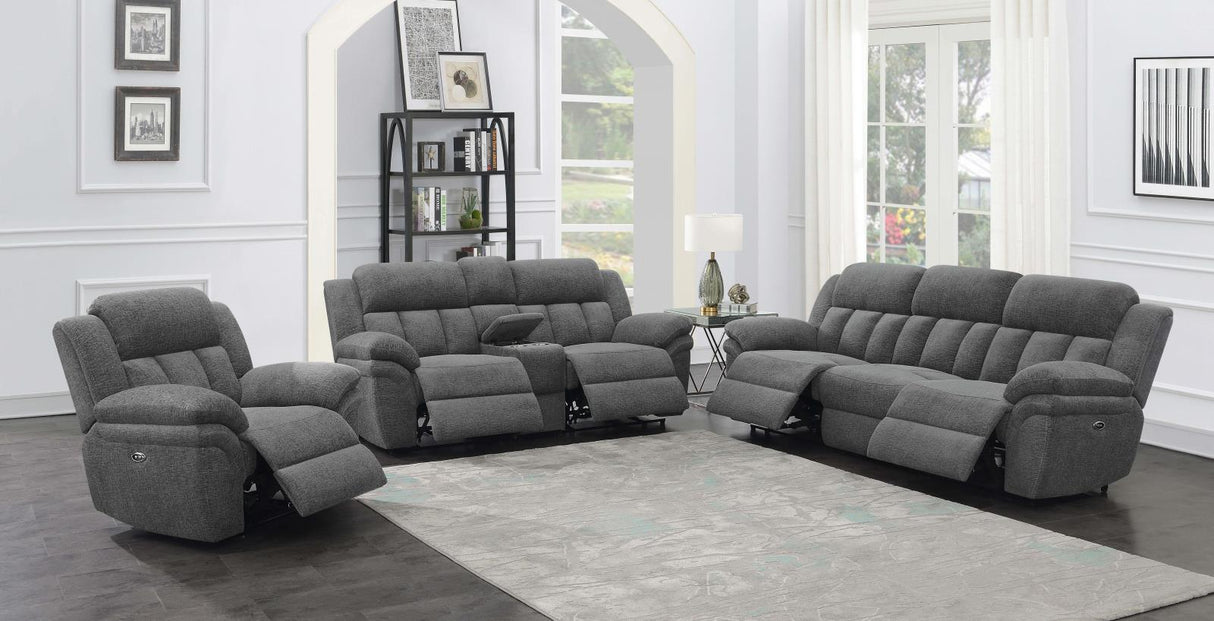 Bahrain Upholstered Motion Sofa Charcoal by Coaster at Eve Furniture