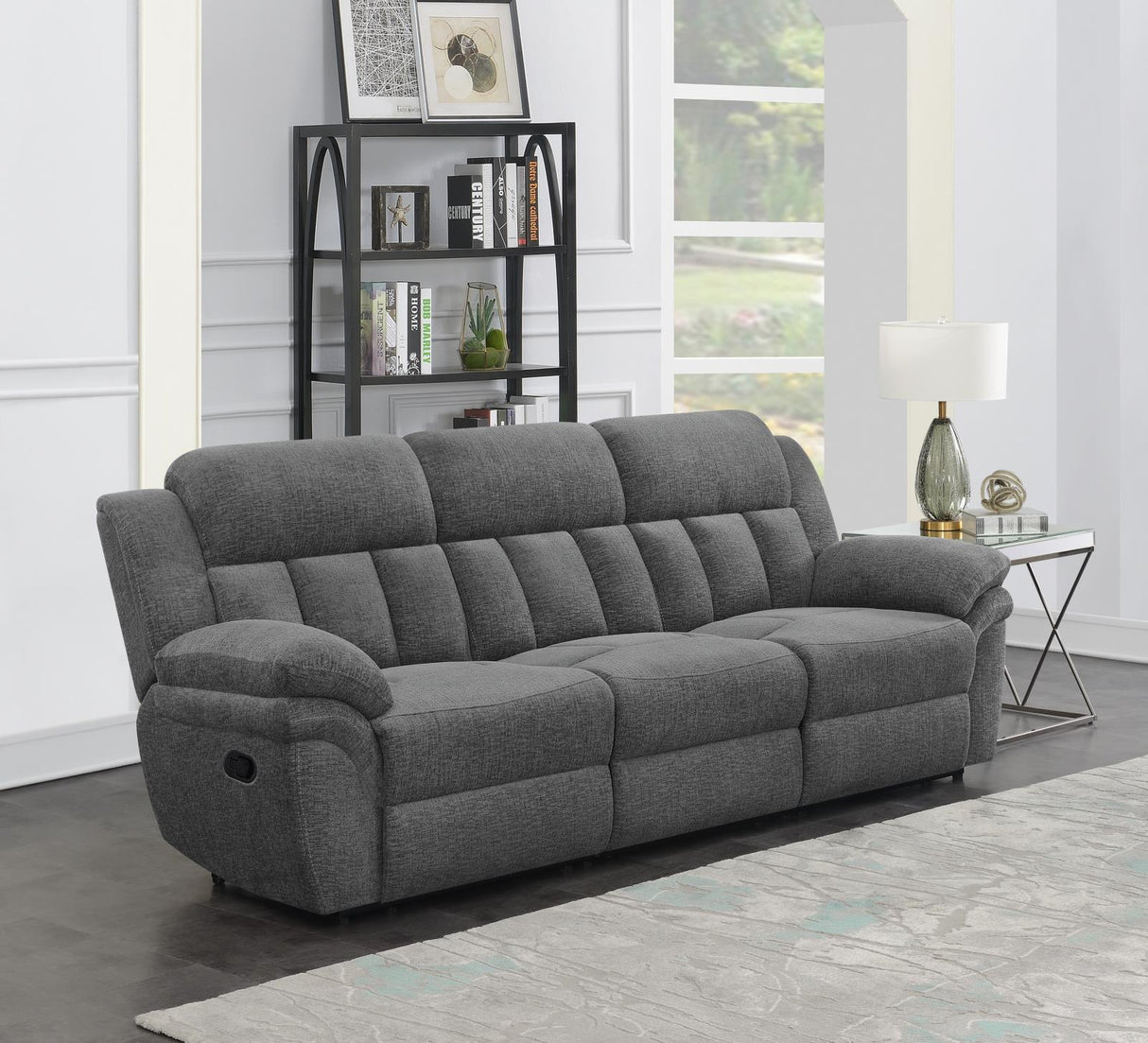 Bahrain Upholstered Motion Sofa Charcoal by Coaster at Eve Furniture