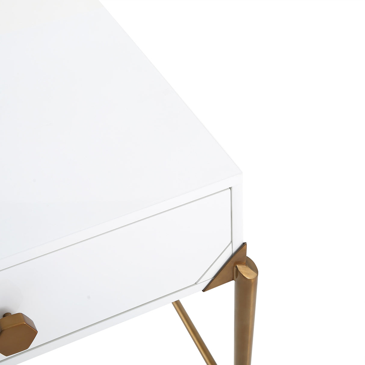 Bajo White Lacquer Side Table by TOV Furniture at Eve Furniture