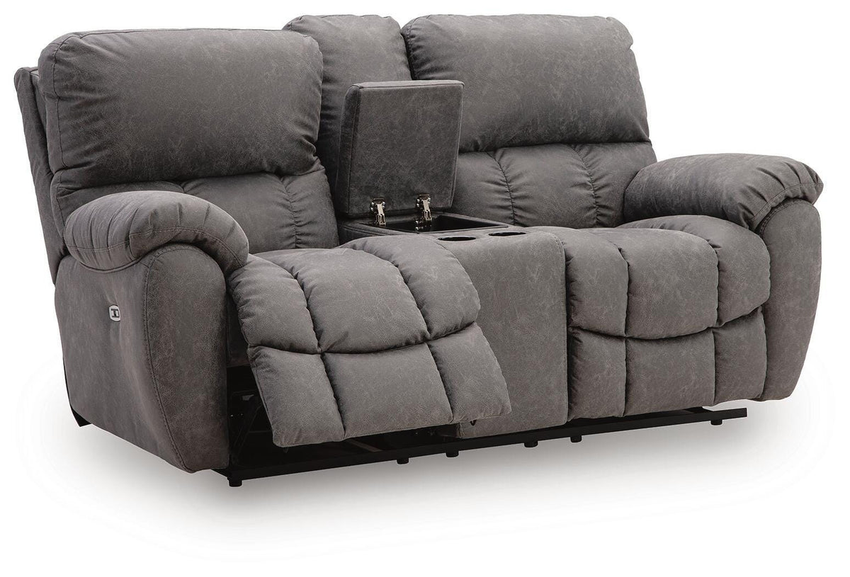 Bakerstein Galaxy Power Reclining Loveseat with Console by Ashley at Eve Furniture