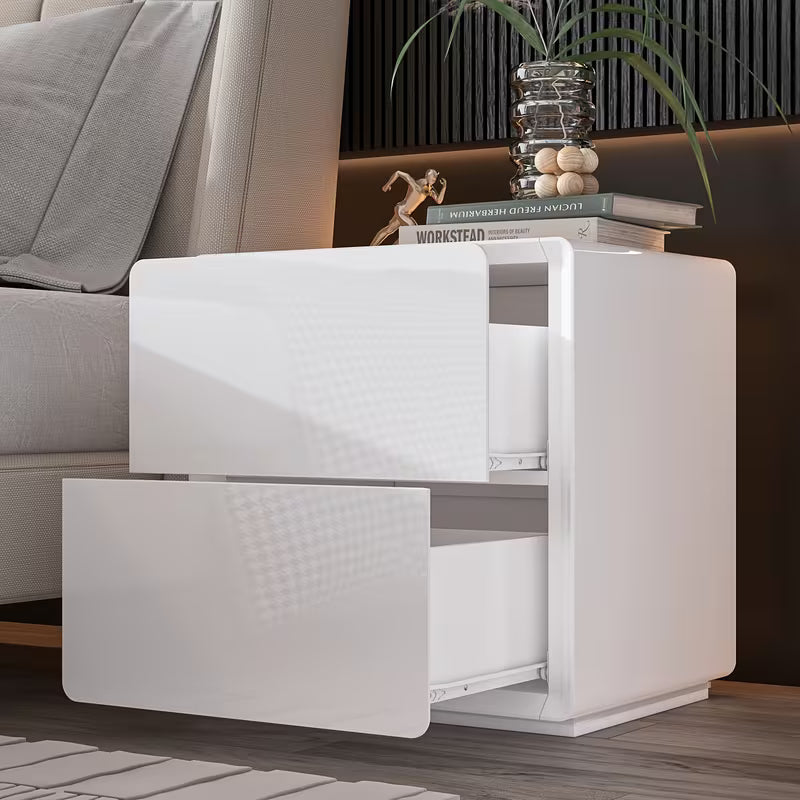 Balair Matte Gloss End Table with 2 Drawers by Eve Furniture at Eve Furniture