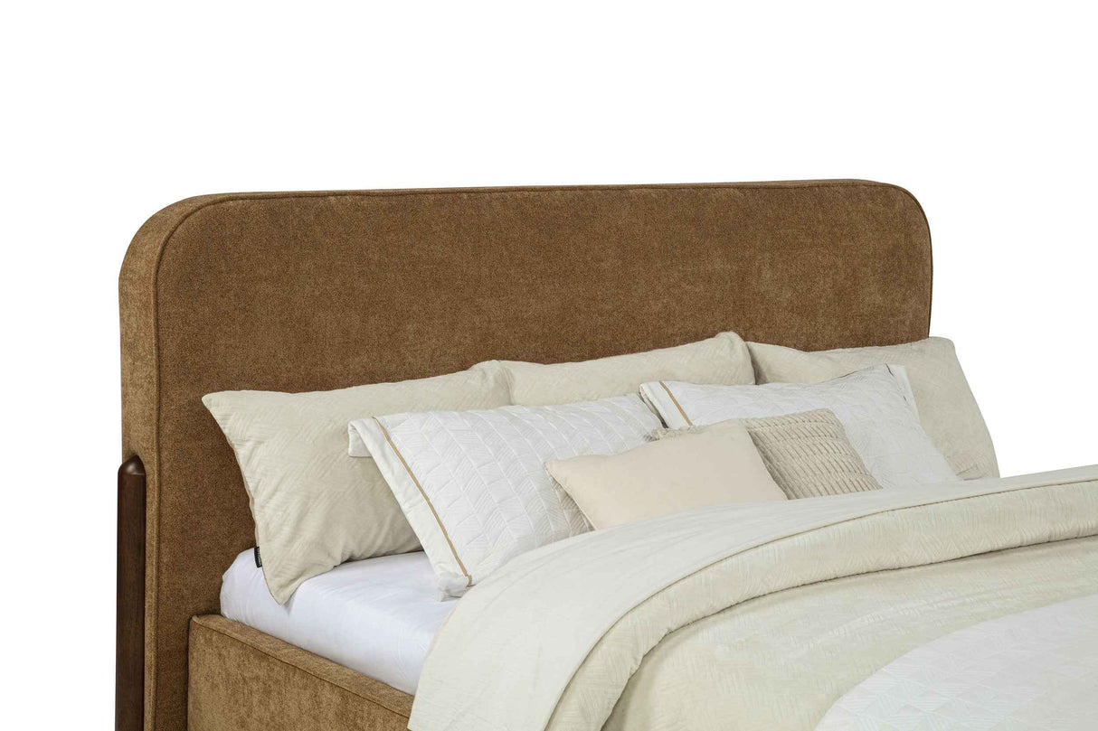 Baldacci Curry/Walnut Upholstered California King Platform Bed by Coaster at Eve Furniture