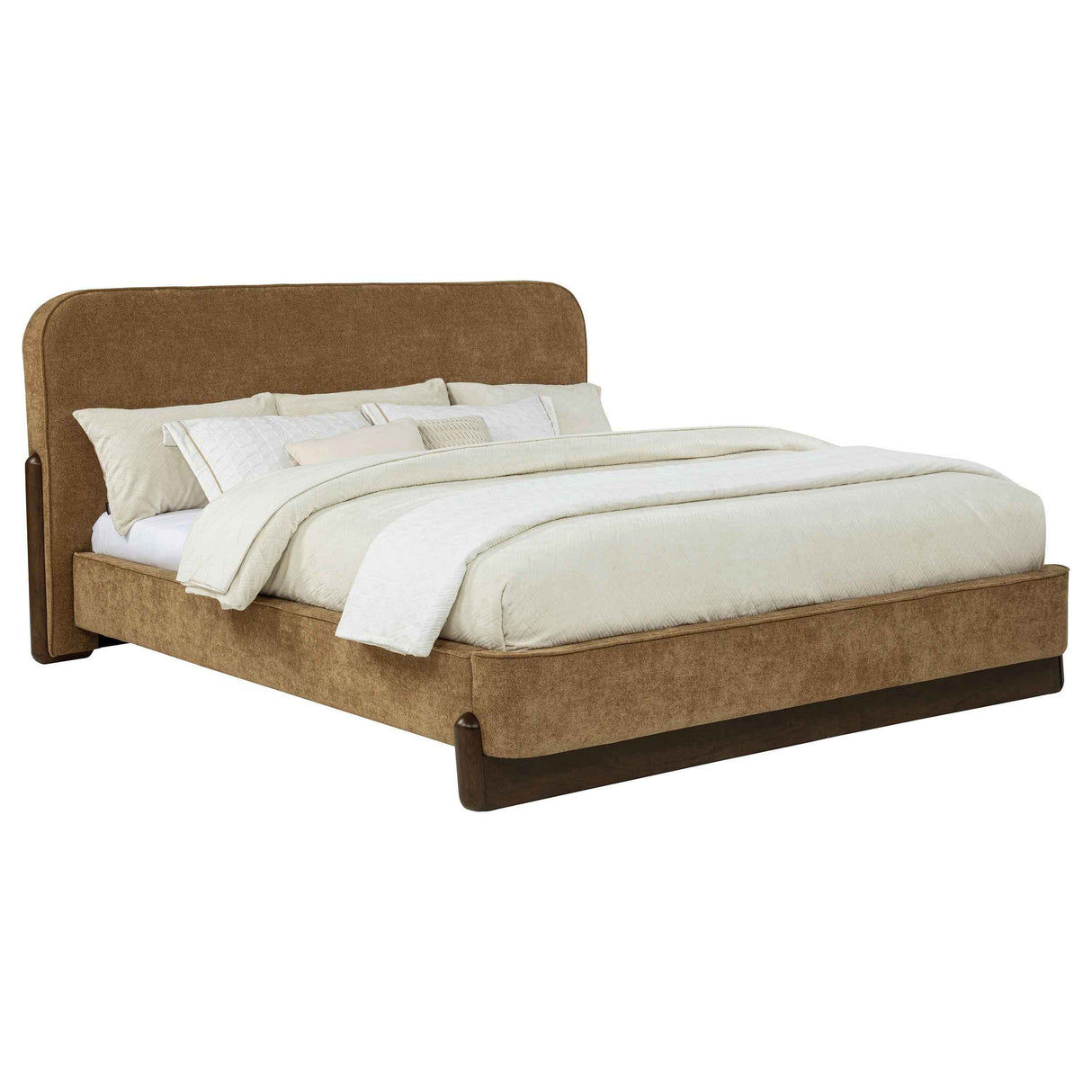 Baldacci Curry/Walnut Upholstered California King Platform Bed by Coaster at Eve Furniture