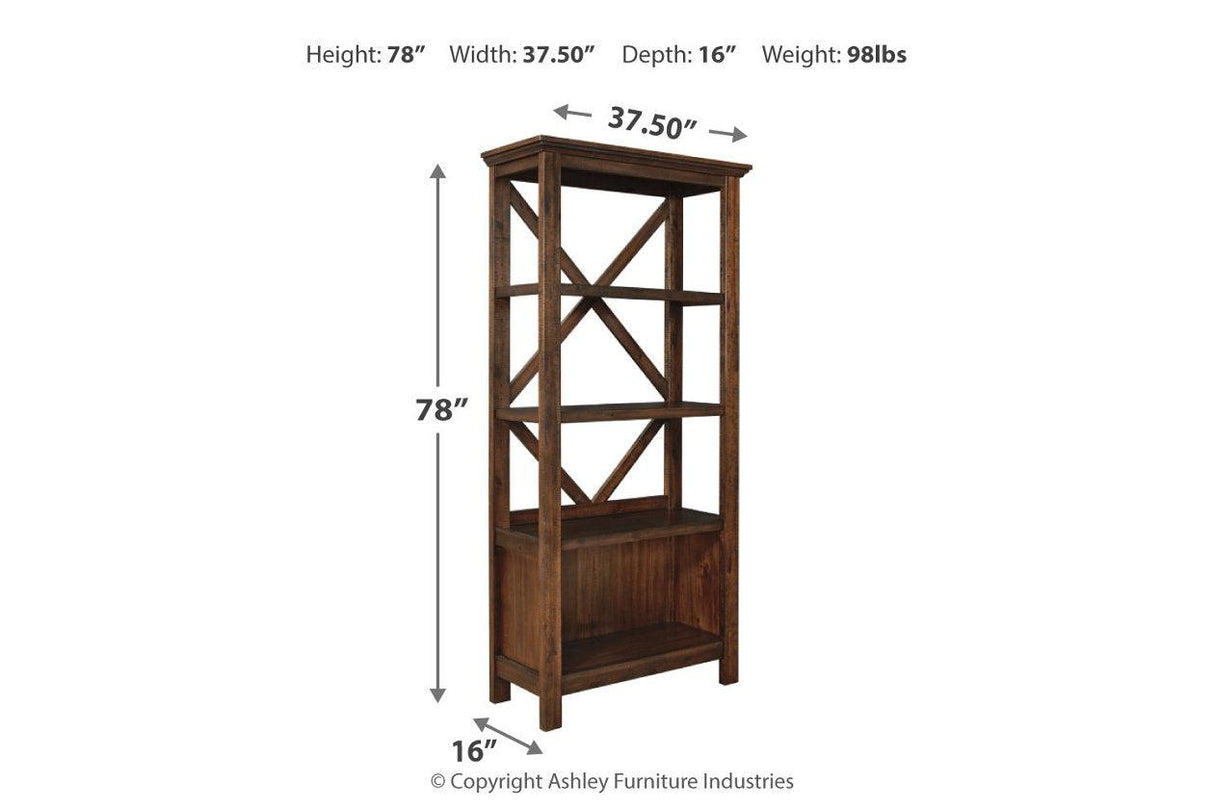 Baldridge Rustic Brown 75" Bookcase by Ashley at Eve Furniture